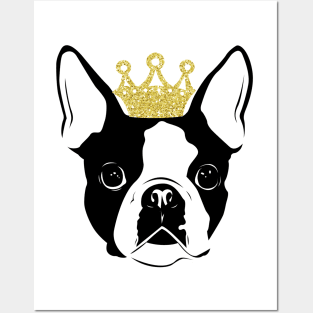 Boston Terrier wearing a crown Posters and Art
